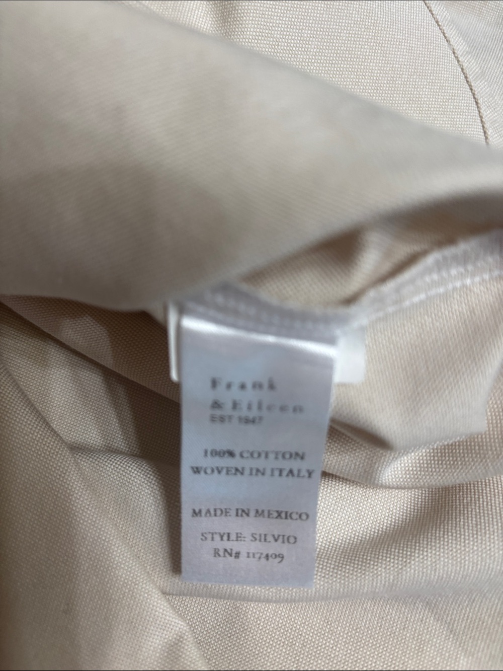 Frank & Eileen Beige Button-Down Shirt M - Picture 6 of 7